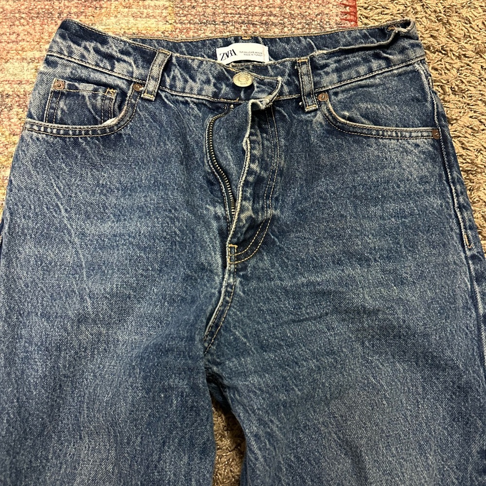 Zara wide leg high waist Blue Jeans